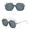 Green silver-black double beam sunglasses shown from the front and side views.