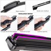 Installation method showing how to attach wiper arm interfaces and lock wiper lids onto a car windshield.