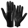 A pair of black cycling performance gloves for MTB and road riding, shown from the palm side.