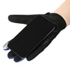 Black durable motorcycle riding gloves with a smartphone mounted on the palm