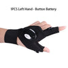 A black button battery left hand glove with an attached flashlight module shown on a hand.