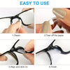 Step-by-step instructions showing how to use silicone anti-slip eyeglass nose pads for glasses.