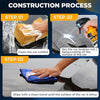 Three steps for car surface cleaning and protection including cleaning, spraycoating, and wiping with a towel.