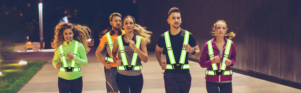 Adjustable High-Visibility Reflective Safety Vest with Wrist Straps