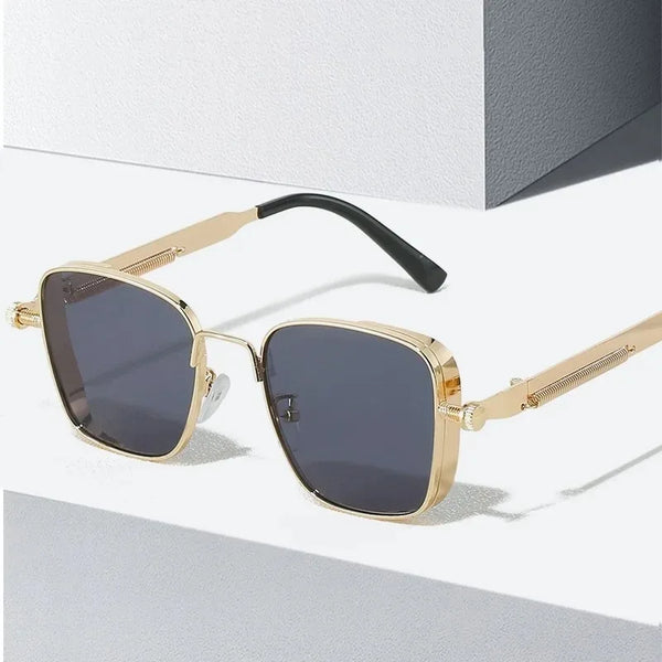 Vintage Steampunk Square Sunglasses with Metal Frame