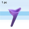 A single purple portable telescopic urinal is shown against a light blue background.