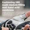 A hand wearing a multi-module filling glove designed for cushioning and numbness protection.