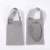 A pair of gray silicone arch support insoles for pain relief, shown from the top.