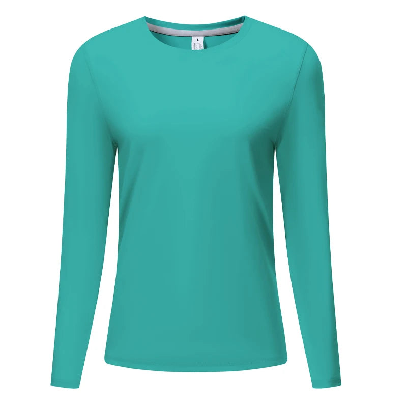 Top de yoga y running de manga larga, ligero y transpirable, color verde azulado