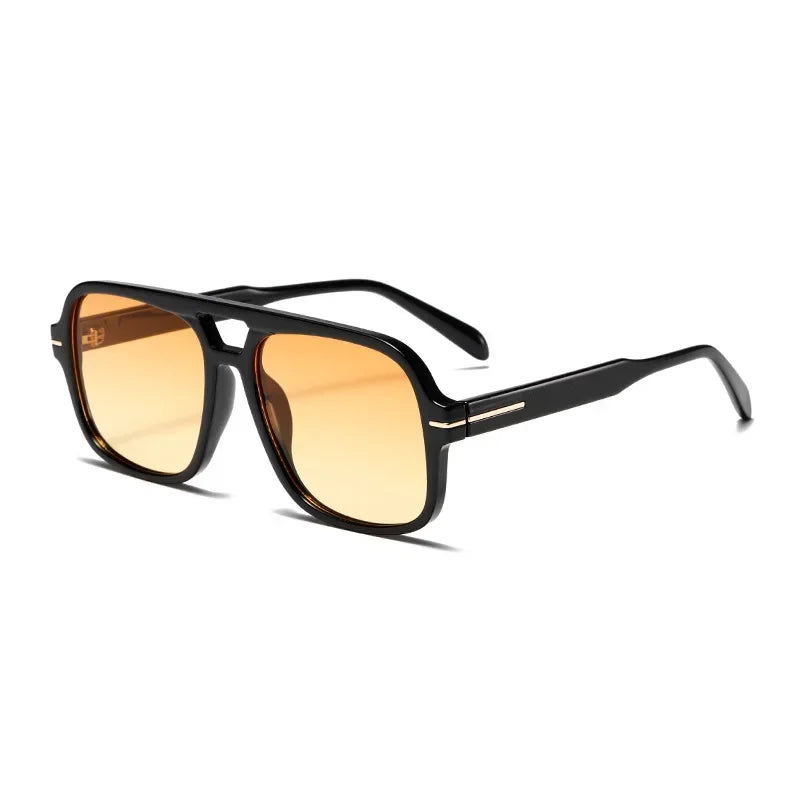 Double Bridge Square Aviator Sunglasses - Retro UV400 Protection for Men and Women