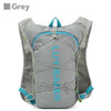 Grey outdoor running and cycling backpack with blue accents