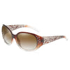 Brown tortoiseshell sunglasses with diamond-inlaid detailing and UV400 protection