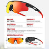 A pair of orange and red photochromic sunglasses with black frames shown in a studio setting.