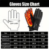 Gloves size chart showing measurements in centimeters and inches for sizes M, L, XL, and XXL