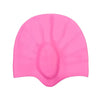 A bright pink waterproof silicone swimming cap designed for long hair.