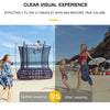 Before and after comparison showing the effect of filtering ultraviolet rays on colors.