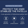 A protective gear product featuring a bidirectional patellar band designed to protect and stabilize the knee.