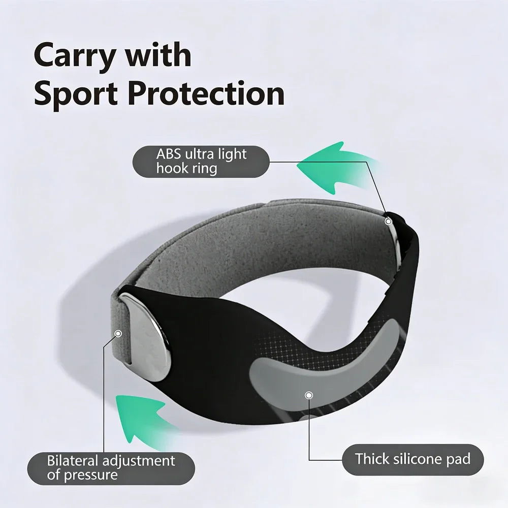 A black adjustable silicone knee pad with an ABS ultra light hook ring and thick silicone pad for sport protection.