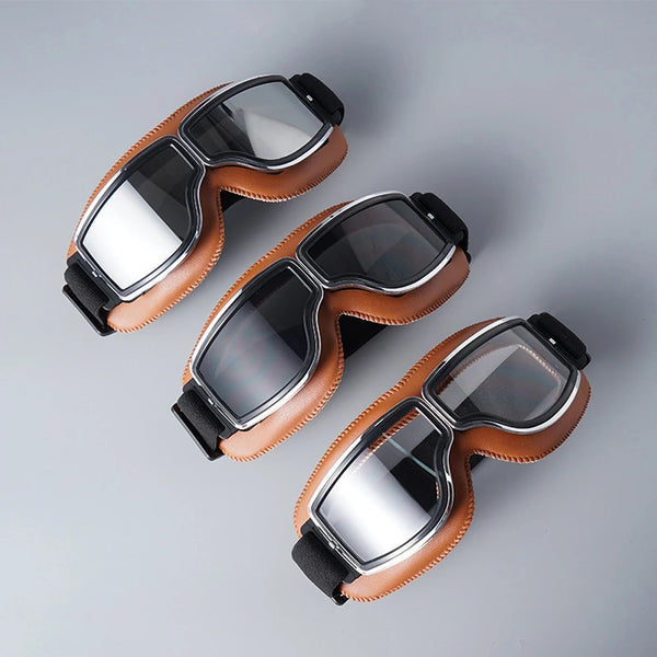 Vintage Leather Motorcycle Goggles