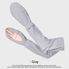 A pair of light gray ice silk cooling arm sleeves shown flat, demonstrating the fit and design.
