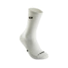 A white athletic running sock with arch support visible from the side.