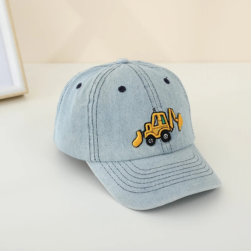 Kids' Bulldozer Baseball Cap - Soft Washed Cotton, Adjustable