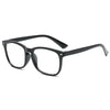 Elegant anti-blue light reading glasses with black frames shown against a white background.