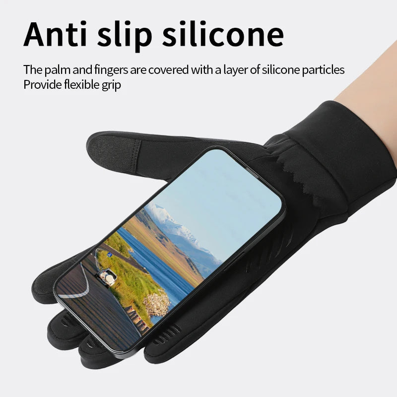 Black silicone anti-slip glove covering the palm and fingers for a flexible grip on a smartphone.