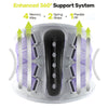 Ergonomic lumbar support brace showing the enhanced 360 degree support system with memory alloy, spring strips, and flexible 