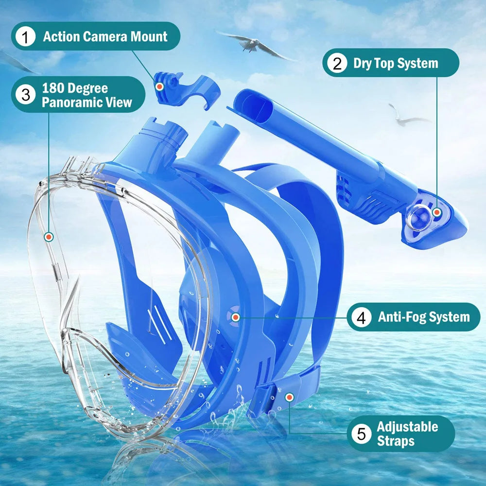 Full Face Snorkel Mask with Anti-Fog Window