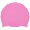 A solid pink waterproof silicone swim cap viewed from above.