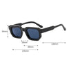 Black classic rectangle sunglasses with dark blue lenses and black frames