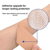 A hand applies adhesive upgrade kinesiology tape to the skin for protection and lifting.