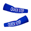 Blue quick step floors arm warmers shown in a horizontal view