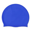 Gorra de natación de silicona azul brillante diseñada para proteger el cabello.