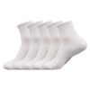A set of white men's essential warm socks for outdoor activities, displayed flat.