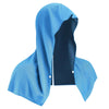 A light blue cooling sports headscarf shown folded and displayed against a white background.