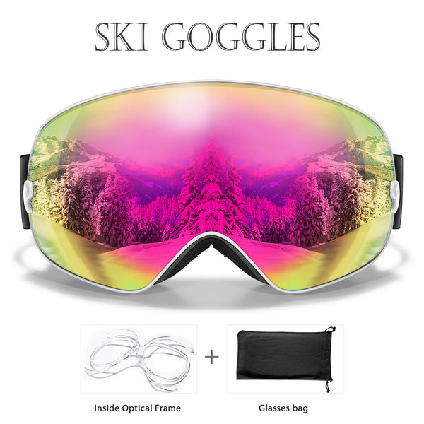 Outdoor Ski Goggles with Protective Case and Anti-Fog Lenses