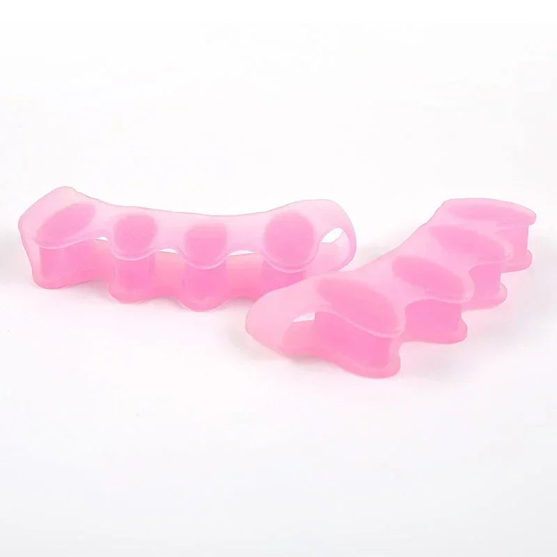 Pink silicone toe separator and foot straightener tool