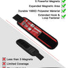 A black magnetic wristband for hardware storage showing features like powerful magnets and a durable polyester material.