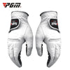 Pair of white premium breathable golf gloves for men shown from the back