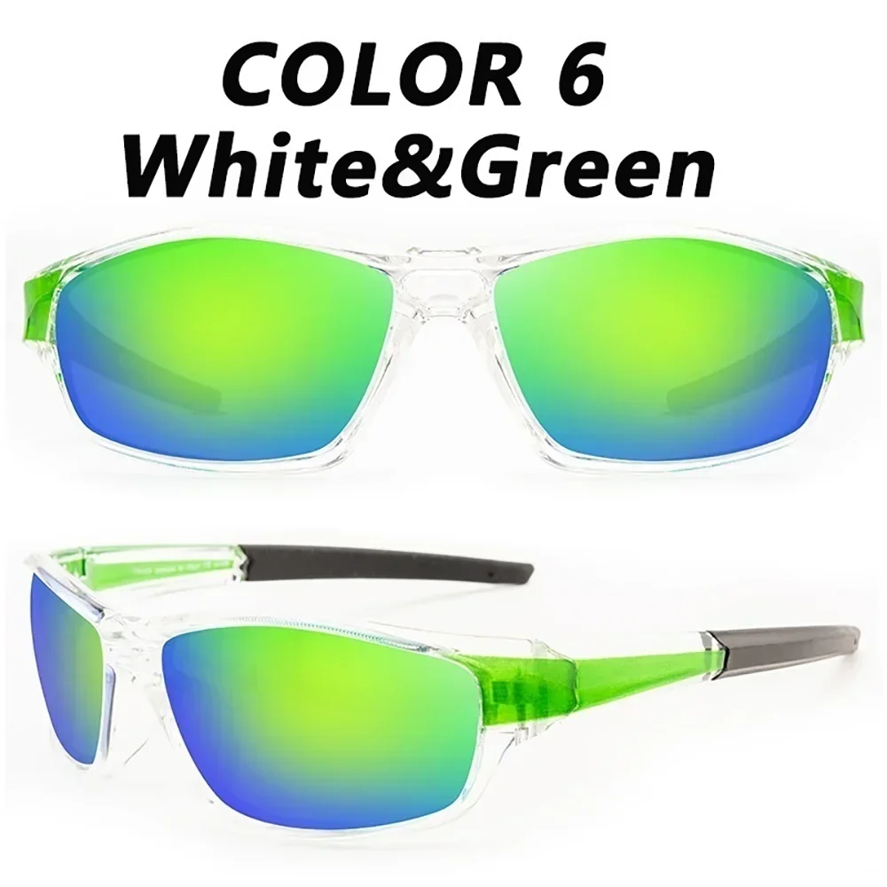 Paire de lunettes de soleil polarisées blanches et vertes en gros plan.