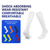 Paar weiße, stoßdämpfende, strapazierfähige, atmungsaktive Knielange Sportsocken für Fußball und Activewear
