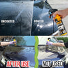 Comparison of uncoated and coated car finishes, showing before and after use of a spray kit.
