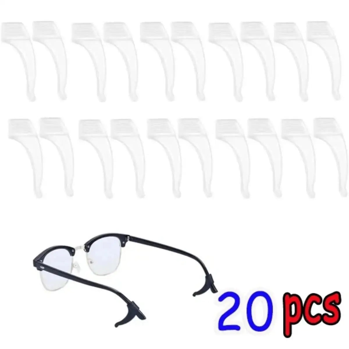 Un jeu de vingt grips en silicone transparents pour lunettes anti-dérapantes.