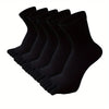 A stack of five black men's breathable cotton split toe socks.