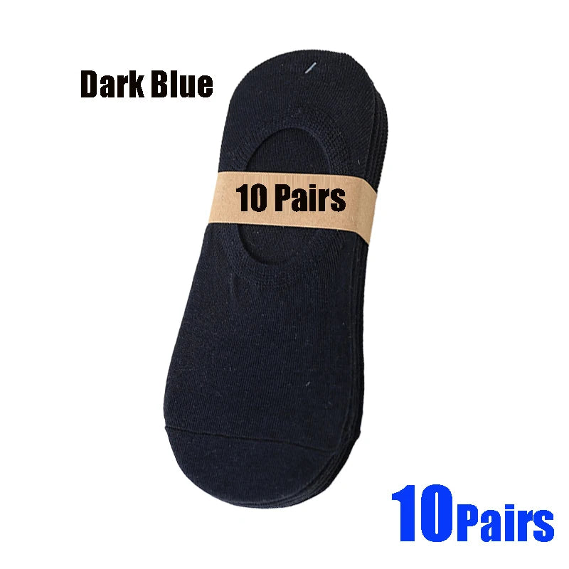 A single pair of dark blue breathable boat socks with a 10 pairs label visible.
