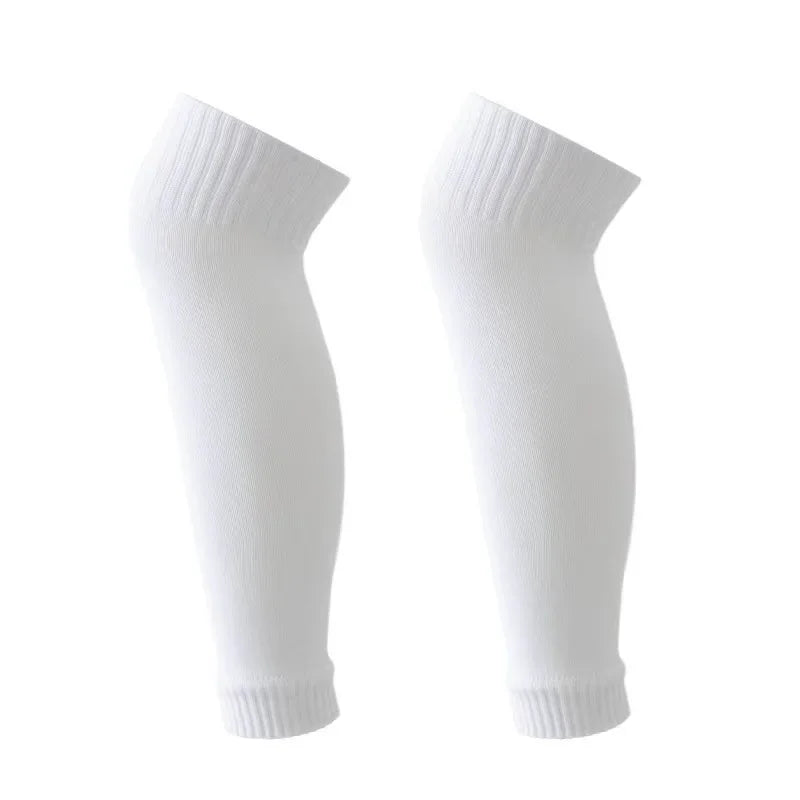 White compression football socks for athletes shown in a vertical view