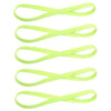A pack of five bright lime green elastic silicone sports headbands.