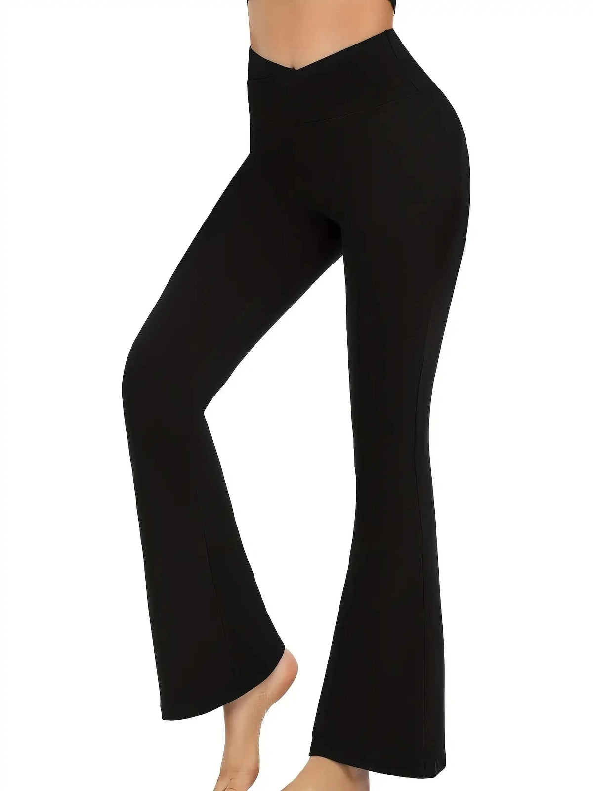 High-Waist Crossover Flare Yoga Leggings